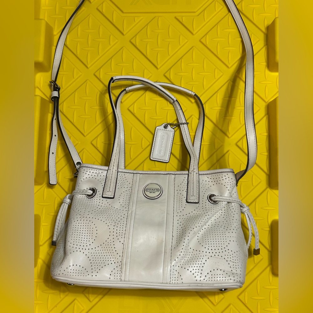 Coach Cream Perforated Shoulder Bag